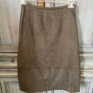 Clio Khaki (Olive) Faux Suede Pencil Skirt